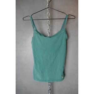 Abercrombie & Fitch Vintage Tank Top Womens Small‎ Lace Trim Green Cami